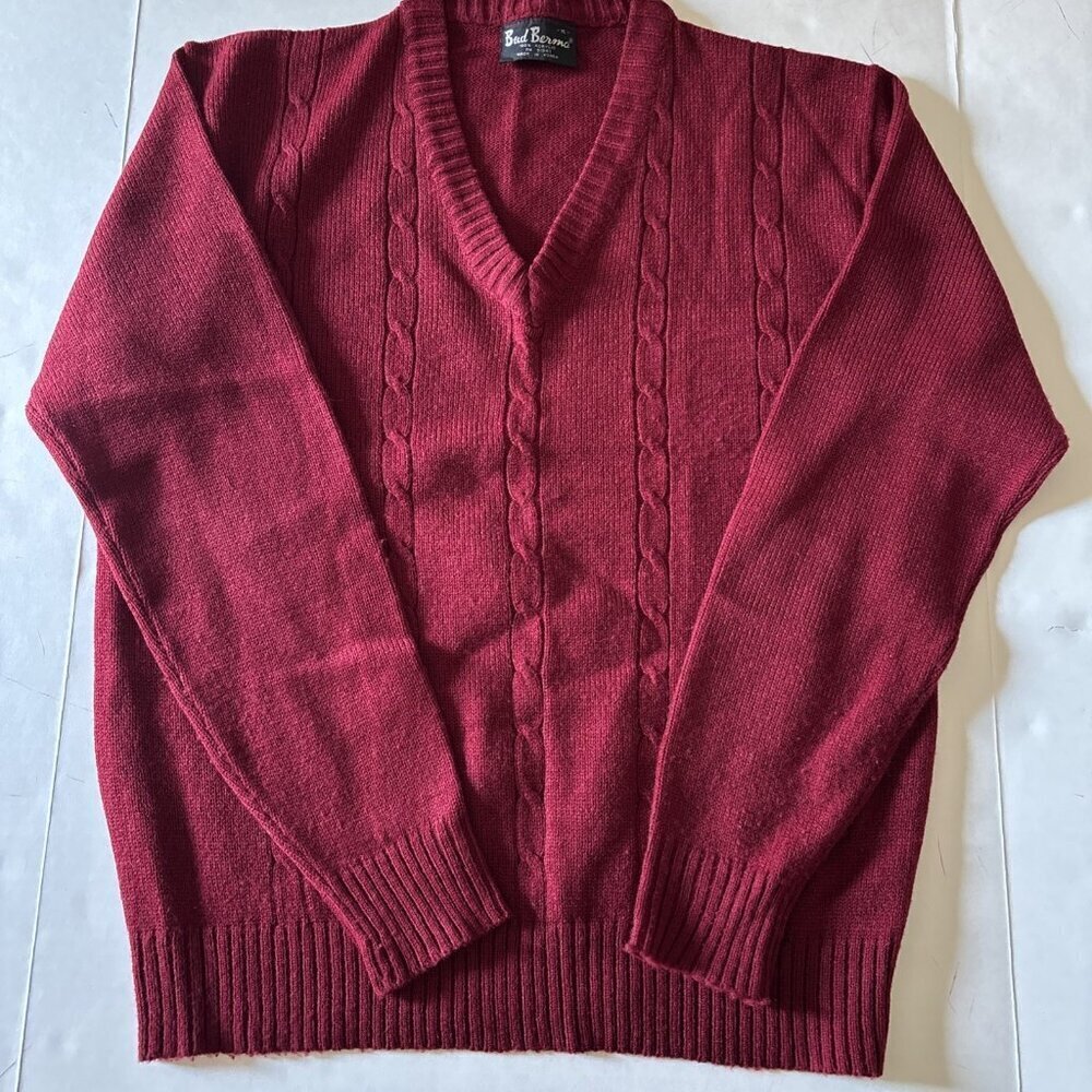 vintage bud burma Burgundy V-neck Sweater Size XL